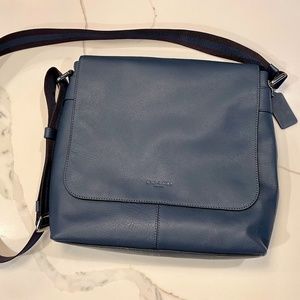 Coach Leather Map Bag Blue